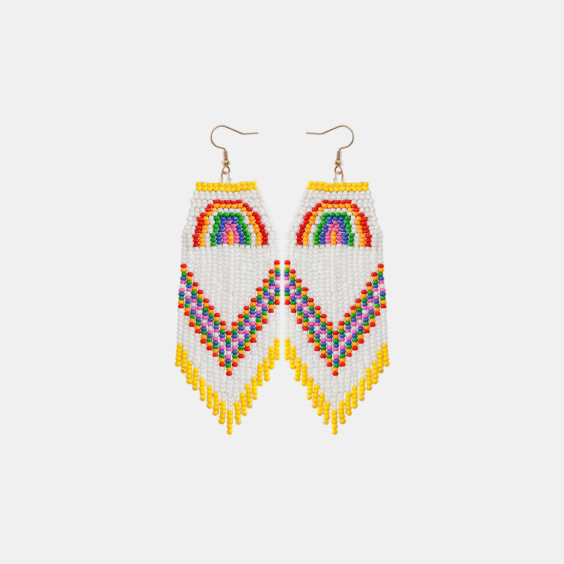 Rainbow Rice Bead Dangle Earrings