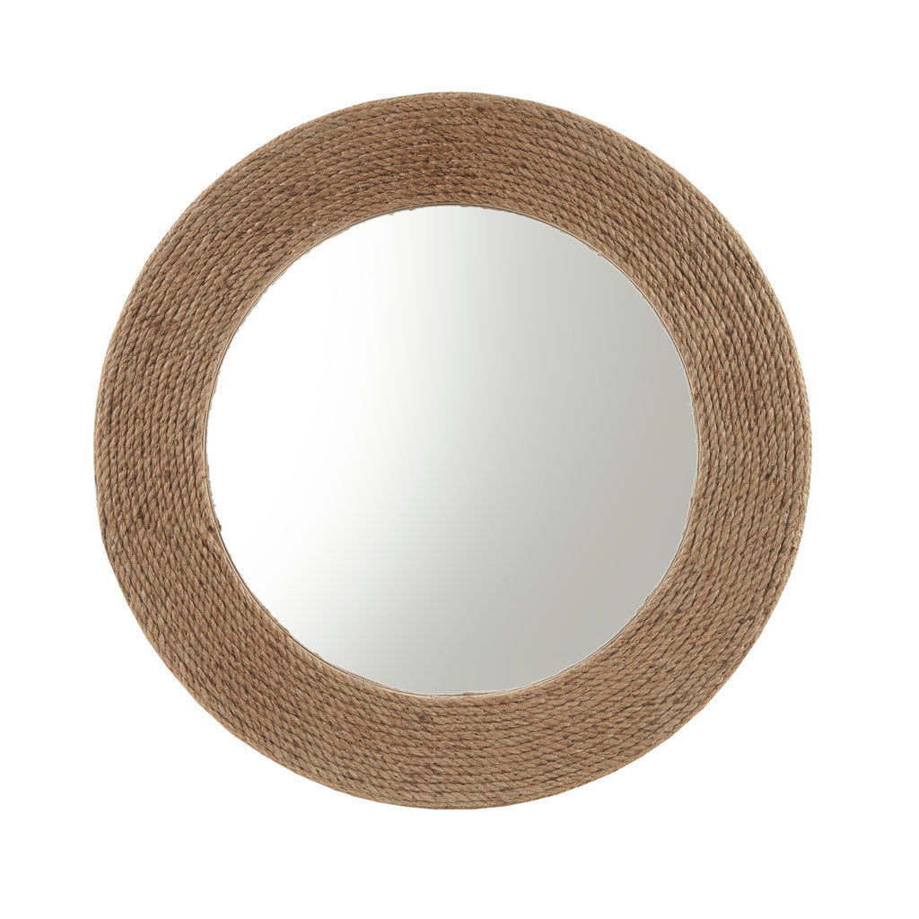 Natural Jute Rope Round Wall Mirror-0