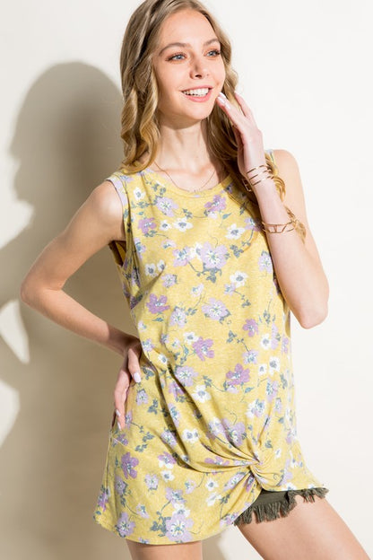 COTTON TRIBLEND FLORAL PRINT TOP