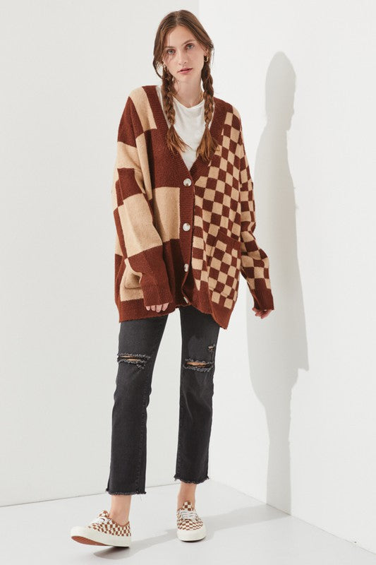 CHECKERED OVERSIZED SWEATER JJK5031P