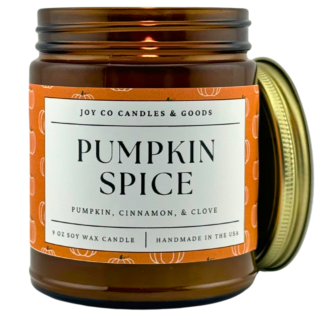 Pumpkin Spice Scent 9 oz Soy Wax Candle, Fall Home Decor, Handmade in the USA