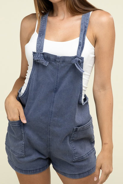 Washed Knot Strap Romper