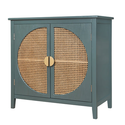 2 Doors Cabinet With Natural Rattan Weaving-10