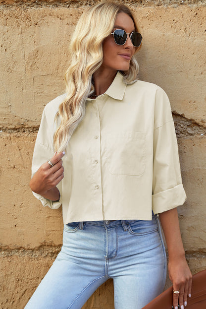 Button Up Dropped Shoulder Shirt