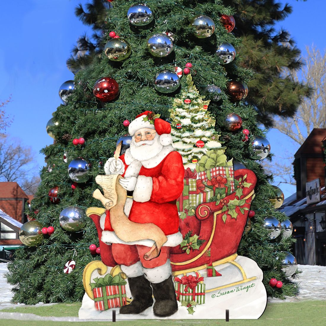 Christmas Wish List Christmas Outdoor Yard Sign by Susan Winget - Christmas Santa Snowman Décor - 8471101F-SW-1