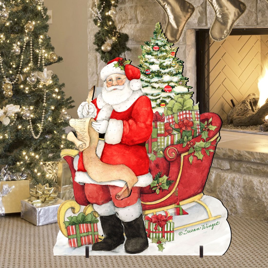 Christmas Wish List Christmas Outdoor Yard Sign by Susan Winget - Christmas Santa Snowman Décor - 8471101F-SW-2