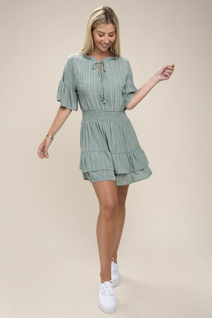 Tie Neck  Dress Layer Hem Dress