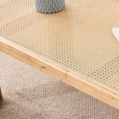 Modern Minimalist Rectangular Rattan Tabletop Coffee Table-7