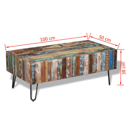 vidaXL Coffee Table Solid Reclaimed Wood 39.4&quot;x19.7&quot;x15&quot;-7