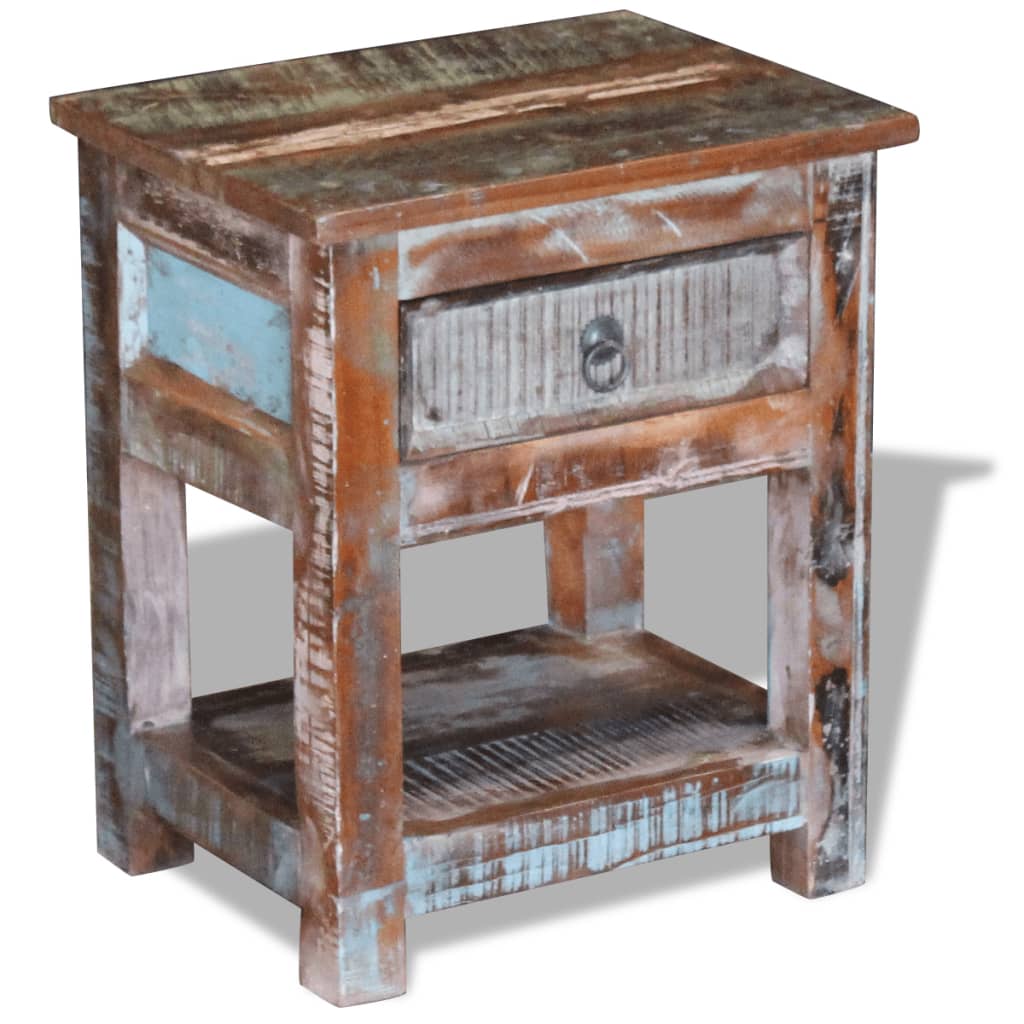 vidaXL Side Table with 1 Drawer Solid Reclaimed Wood 17&quot;x13&quot;x20&quot;-0