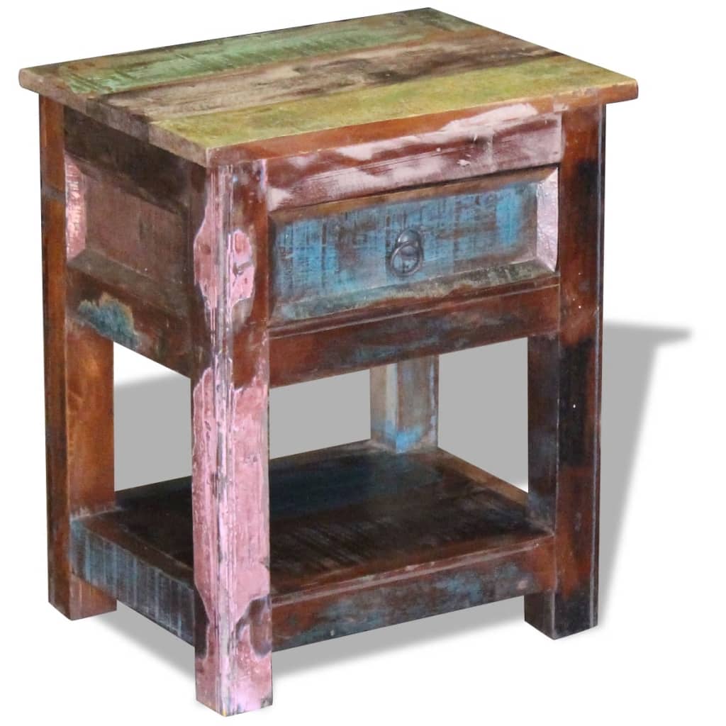 vidaXL Side Table with 1 Drawer Solid Reclaimed Wood 17&quot;x13&quot;x20&quot;-1