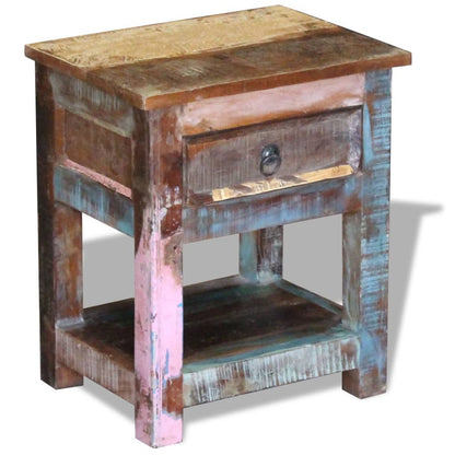 vidaXL Side Table with 1 Drawer Solid Reclaimed Wood 17&quot;x13&quot;x20&quot;-2