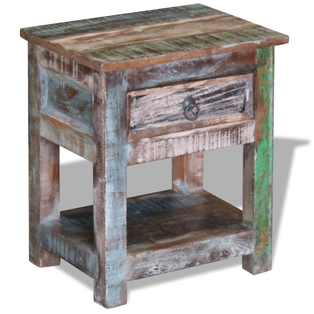 vidaXL Side Table with 1 Drawer Solid Reclaimed Wood 17&quot;x13&quot;x20&quot;-3