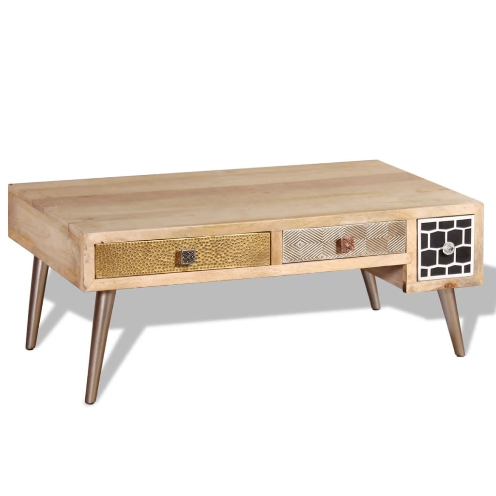 vidaXL Coffee Table with Drawers Solid Mango Wood 41.3&quot;x21.7&quot;x16&quot;-4