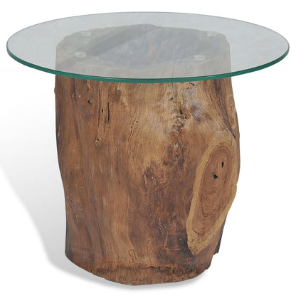 vidaXL Coffee Table Teak Glass 19.7&quot;x15.7&quot;-4