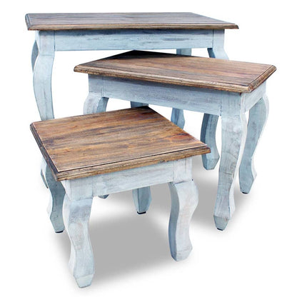 vidaXL Nesting Table Set 3 Pieces Solid Reclaimed Wood-7