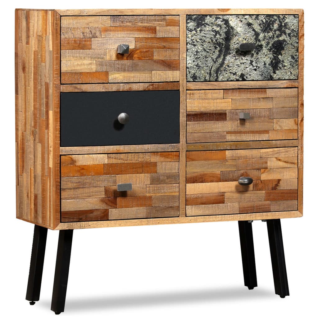 vidaXL Side Cabinet with 6 Drawers Solid Reclaimed Teak 27.6&quot;x11.8&quot;x29.9&quot;-0