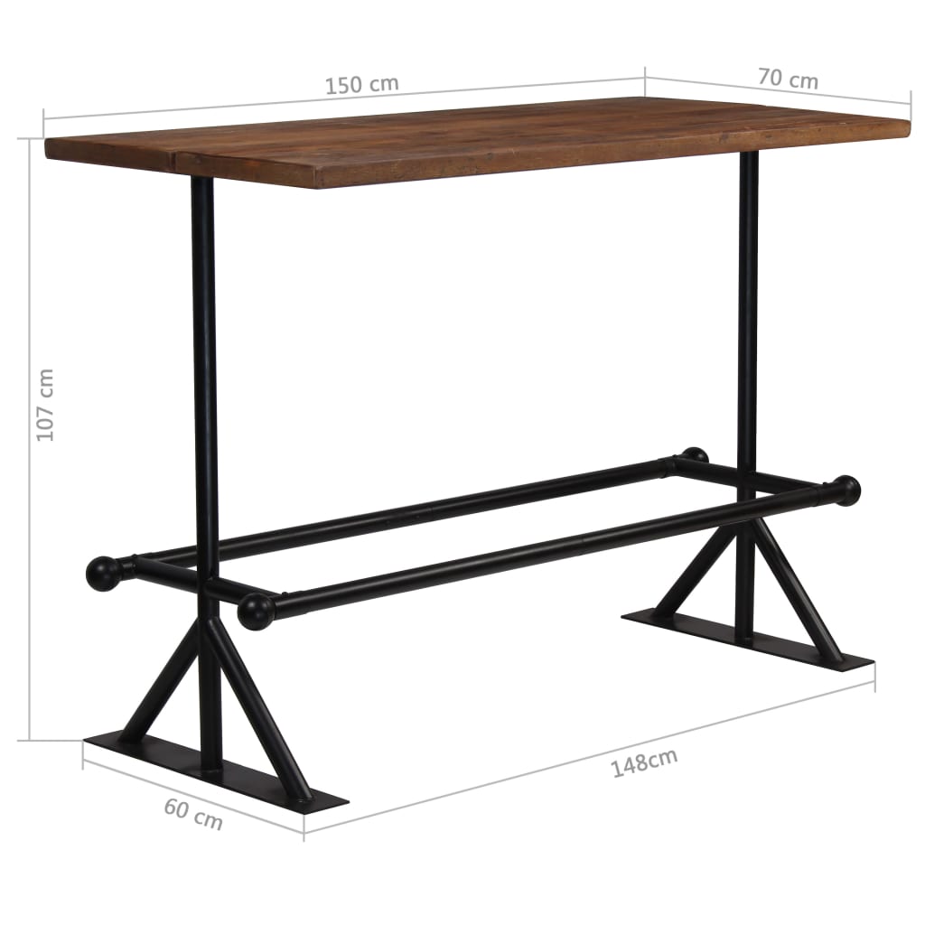 vidaXL Bar Table Kitchen Table Bistro Table Solid Reclaimed Wood Dark Brown-1