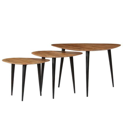 vidaXL Coffee Table Set 3 Pieces Solid Acacia Wood-2