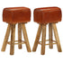vidaXL Bar Chairs 2 pcs Real Leather and Solid Mango Wood-0