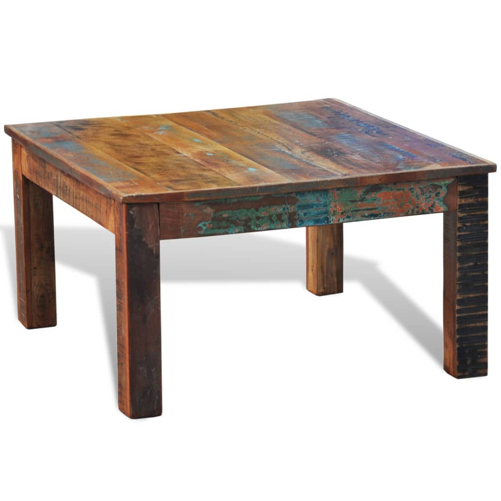 vidaXL Coffee Table Square Reclaimed Wood-3