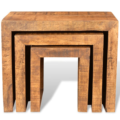vidaXL Nesting Table Set 3 Pieces Solid Mango Wood-2