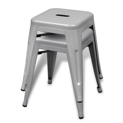 vidaXL Bar Stool Set of 2 Metal Stackable 18&quot; Kitchen Counter White/Black/Red/Gray-36