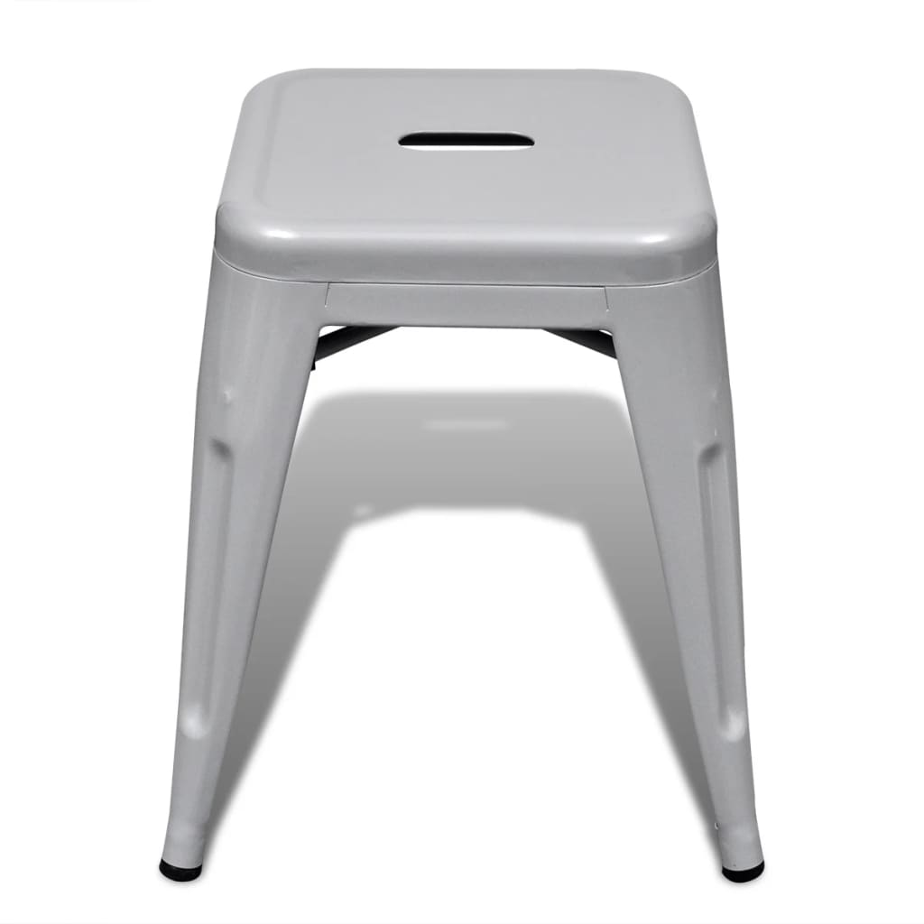 vidaXL Bar Stool Set of 2 Metal Stackable 18&quot; Kitchen Counter White/Black/Red/Gray-40