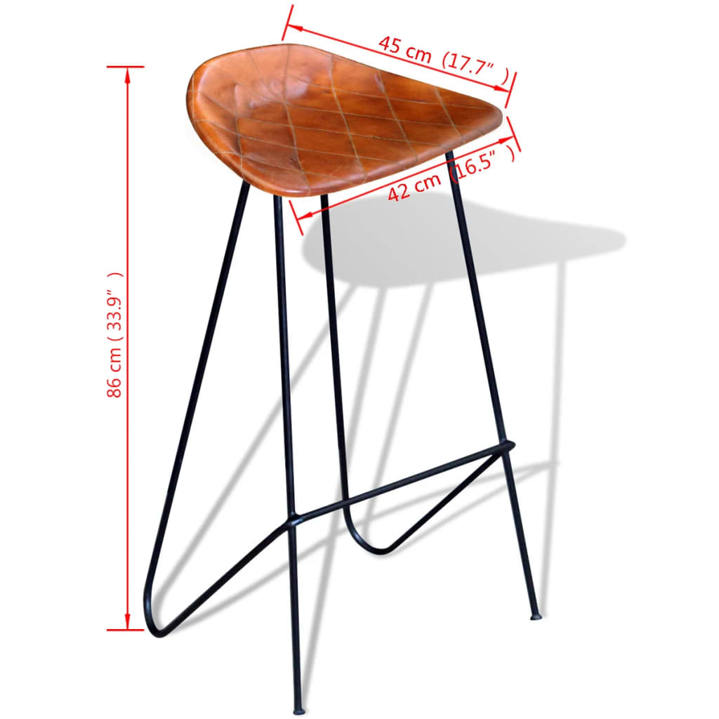 vidaXL Bar Stool Bar Seat Counter Height Island Stool for Pub Real Leather-0