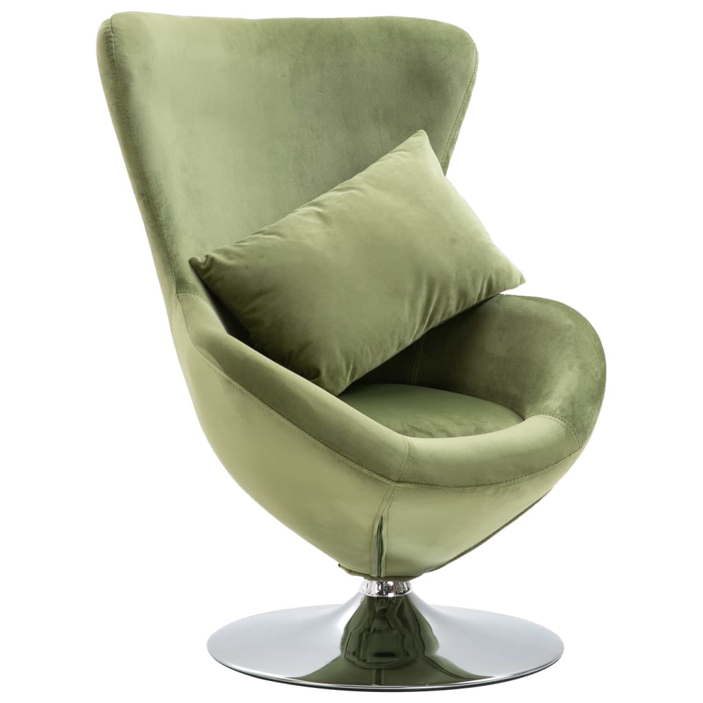 vidaXL Swivel Egg Chair with Cushion Light Green Velvet-0