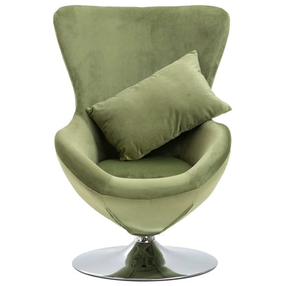 vidaXL Swivel Egg Chair with Cushion Light Green Velvet-2