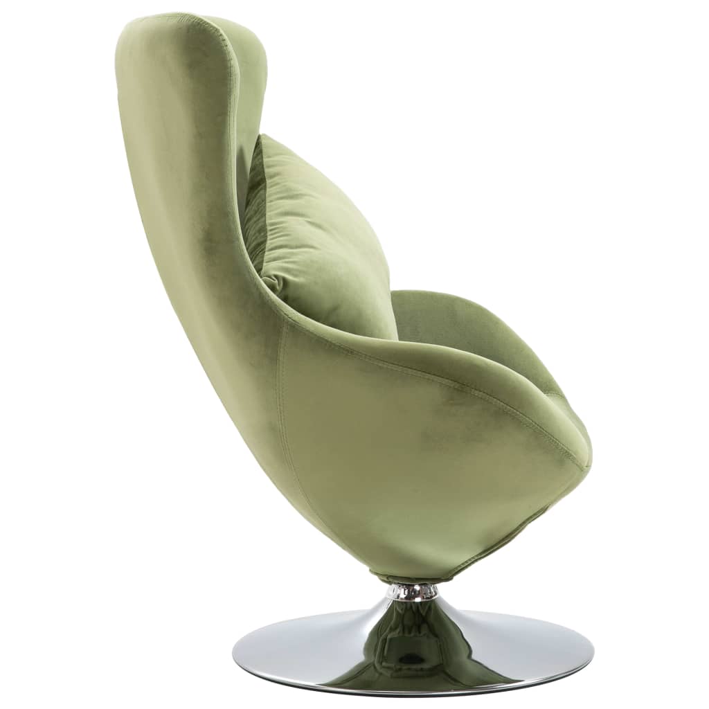 vidaXL Swivel Egg Chair with Cushion Light Green Velvet-3