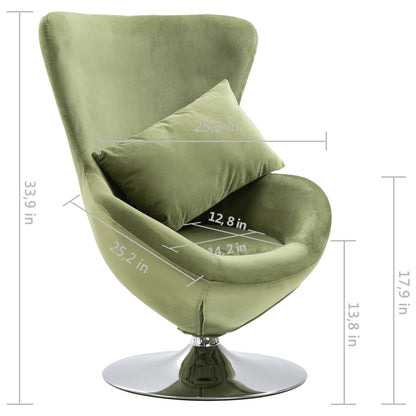 vidaXL Swivel Egg Chair with Cushion Light Green Velvet-7