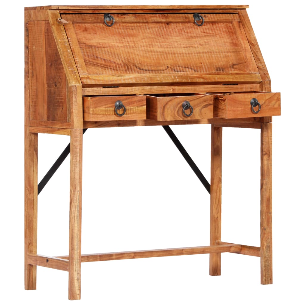 vidaXL Writing Desk 17.8&quot;x15.7&quot;x42.1&quot; Solid Acacia Wood-4