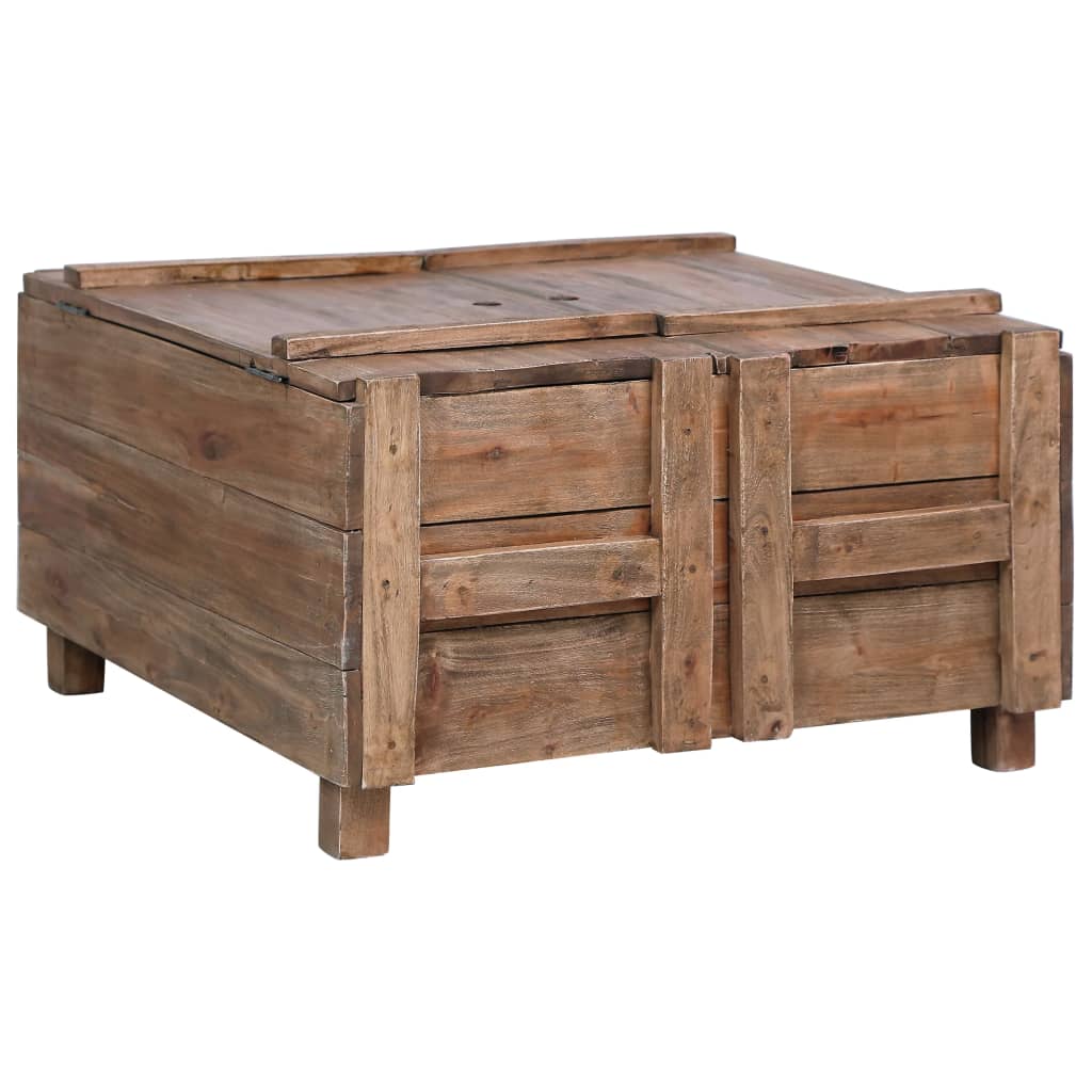 vidaXL Coffee Table 25.6&quot;x25.6&quot;x15&quot; Solid Reclaimed Wood-1