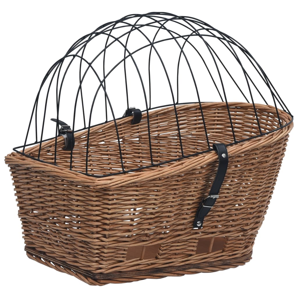 vidaXL Bike Rear Basket with Cover 21.7&quot;x12.2&quot;x14.2&quot; Natural Willow-1