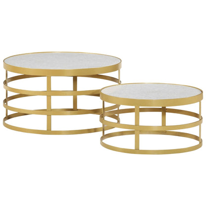 vidaXL 2 Piece Coffee Table Set Marble Brass and White-6