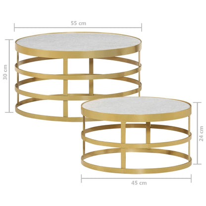 vidaXL 2 Piece Coffee Table Set Marble Brass and White-21