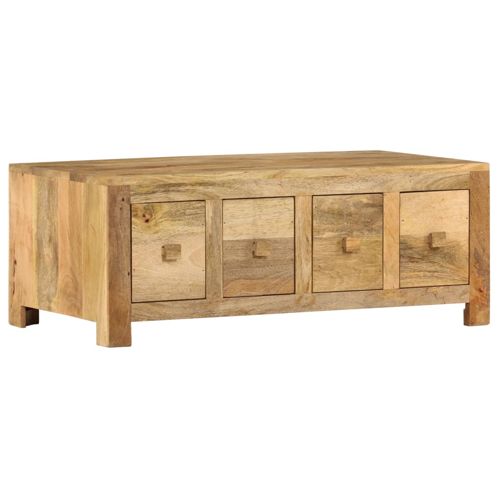 vidaXL Coffee Table with 4 Drawers 35.4&quot;x19.7&quot;x13.8&quot; Solid Mango Wood-11