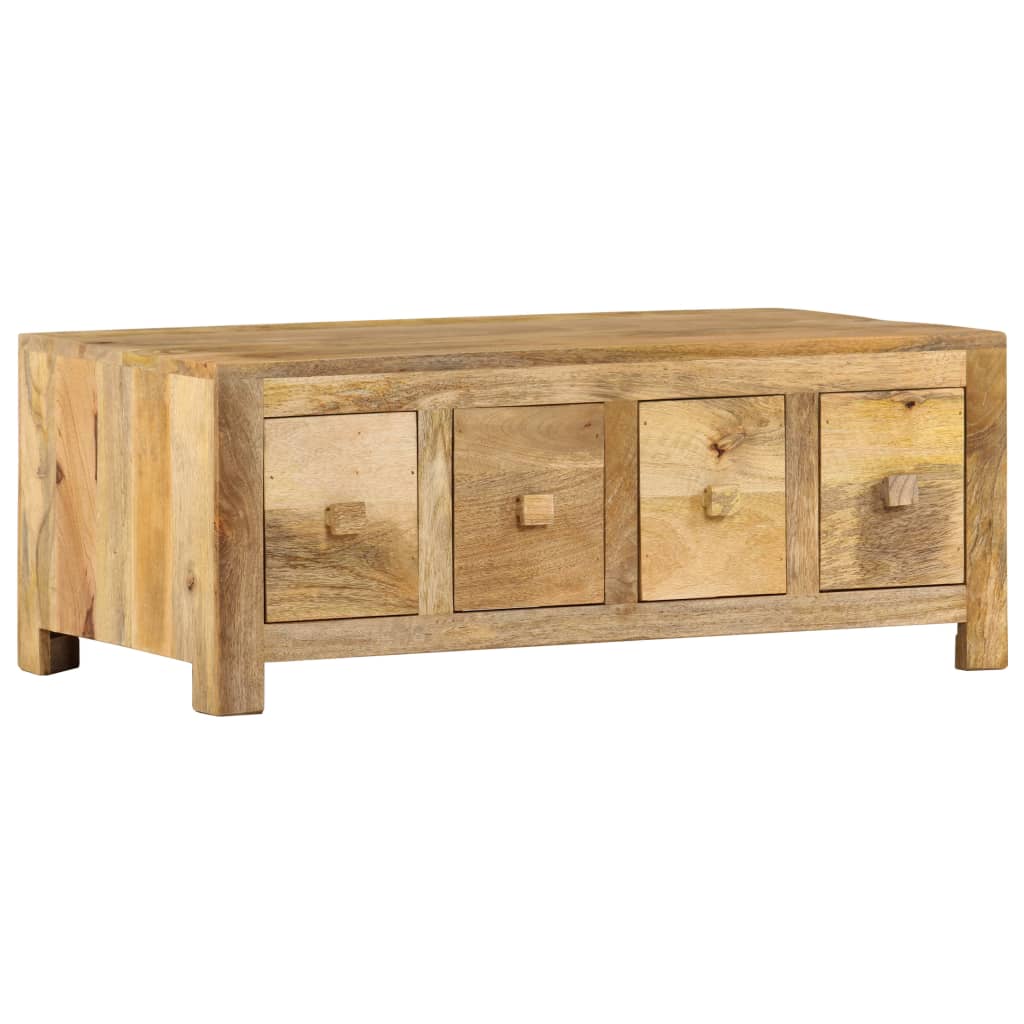 vidaXL Coffee Table with 4 Drawers 35.4&quot;x19.7&quot;x13.8&quot; Solid Mango Wood-1