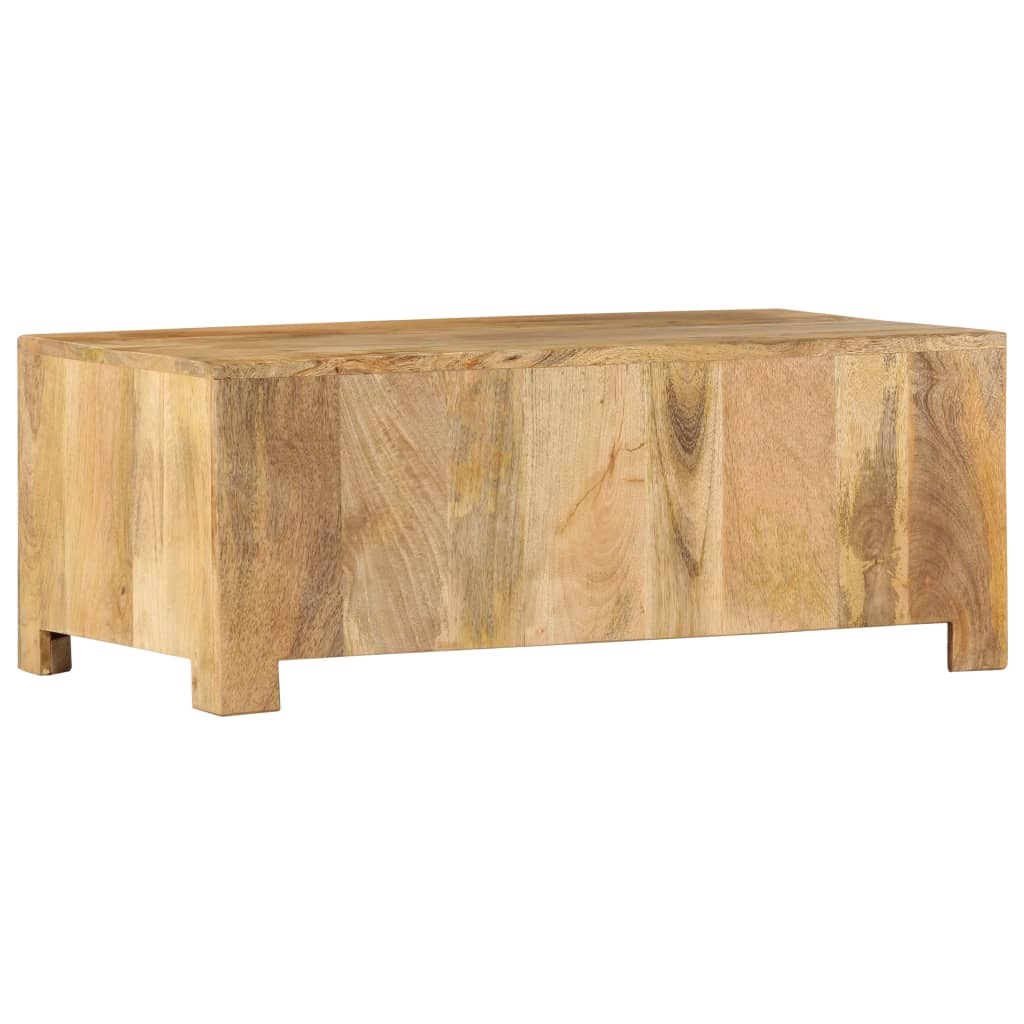 vidaXL Coffee Table with 4 Drawers 35.4&quot;x19.7&quot;x13.8&quot; Solid Mango Wood-2