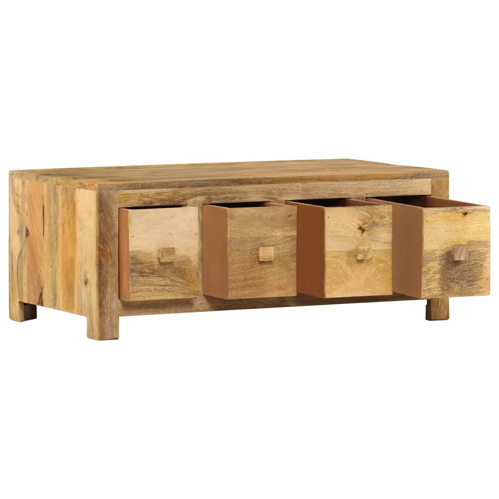 vidaXL Coffee Table with 4 Drawers 35.4&quot;x19.7&quot;x13.8&quot; Solid Mango Wood-4