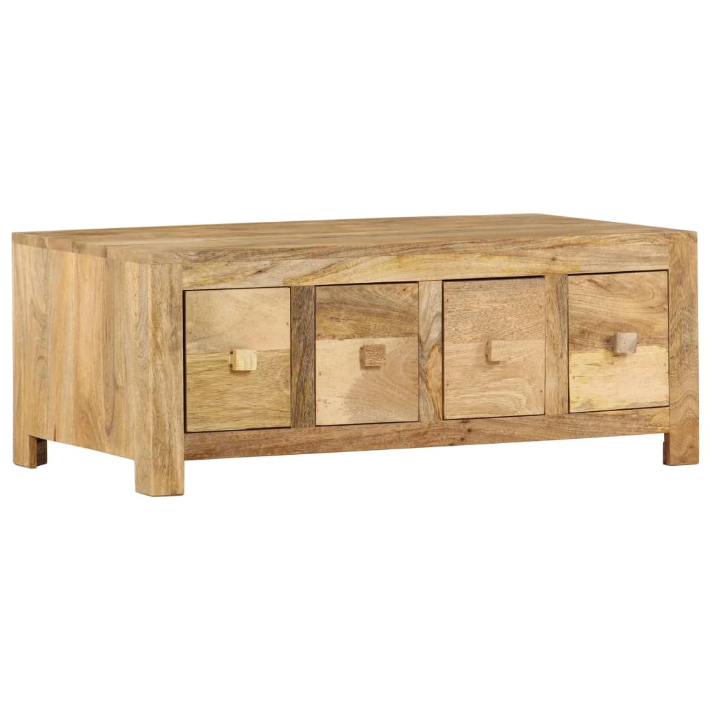 vidaXL Coffee Table with 4 Drawers 35.4&quot;x19.7&quot;x13.8&quot; Solid Mango Wood-10