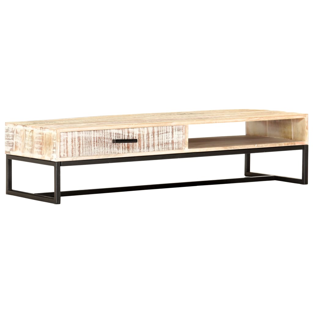 vidaXL Coffee Table White 46.1&quot;x19.7&quot;x11.8&quot; Solid Acacia Wood-0