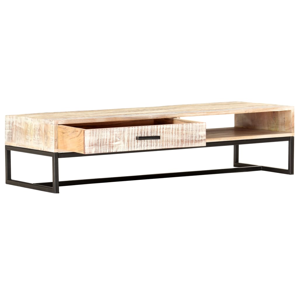 vidaXL Coffee Table White 46.1&quot;x19.7&quot;x11.8&quot; Solid Acacia Wood-1