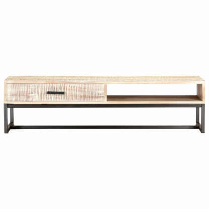 vidaXL Coffee Table White 46.1&quot;x19.7&quot;x11.8&quot; Solid Acacia Wood-2