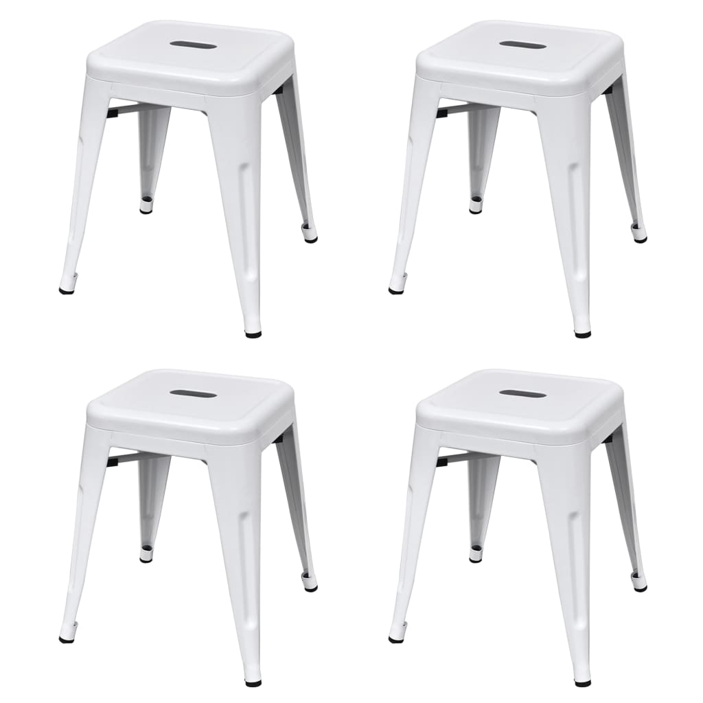 vidaXL Bar Stool Set of 2 Metal Stackable 18&quot; Kitchen Counter White/Black/Red/Gray-41