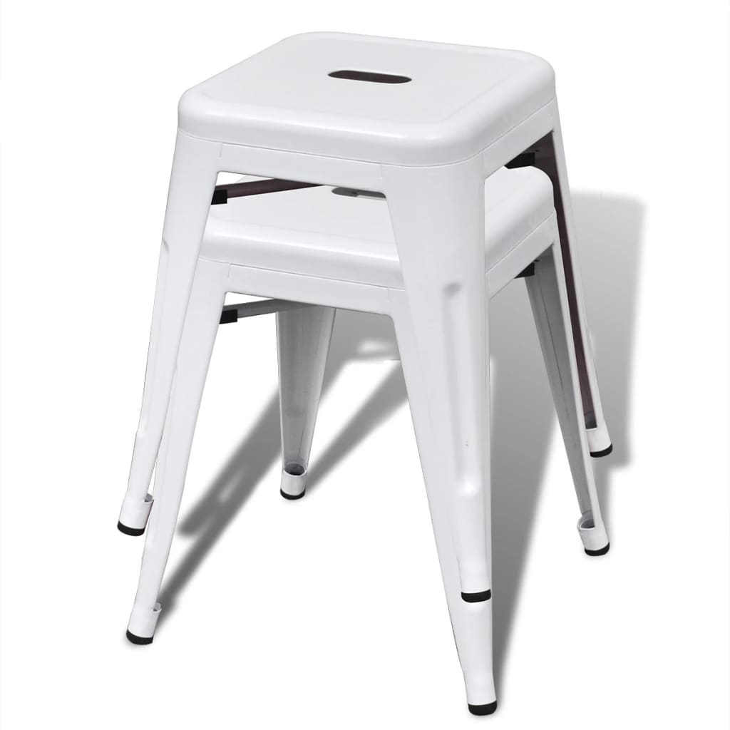 vidaXL Bar Stool Set of 2 Metal Stackable 18&quot; Kitchen Counter White/Black/Red/Gray-38