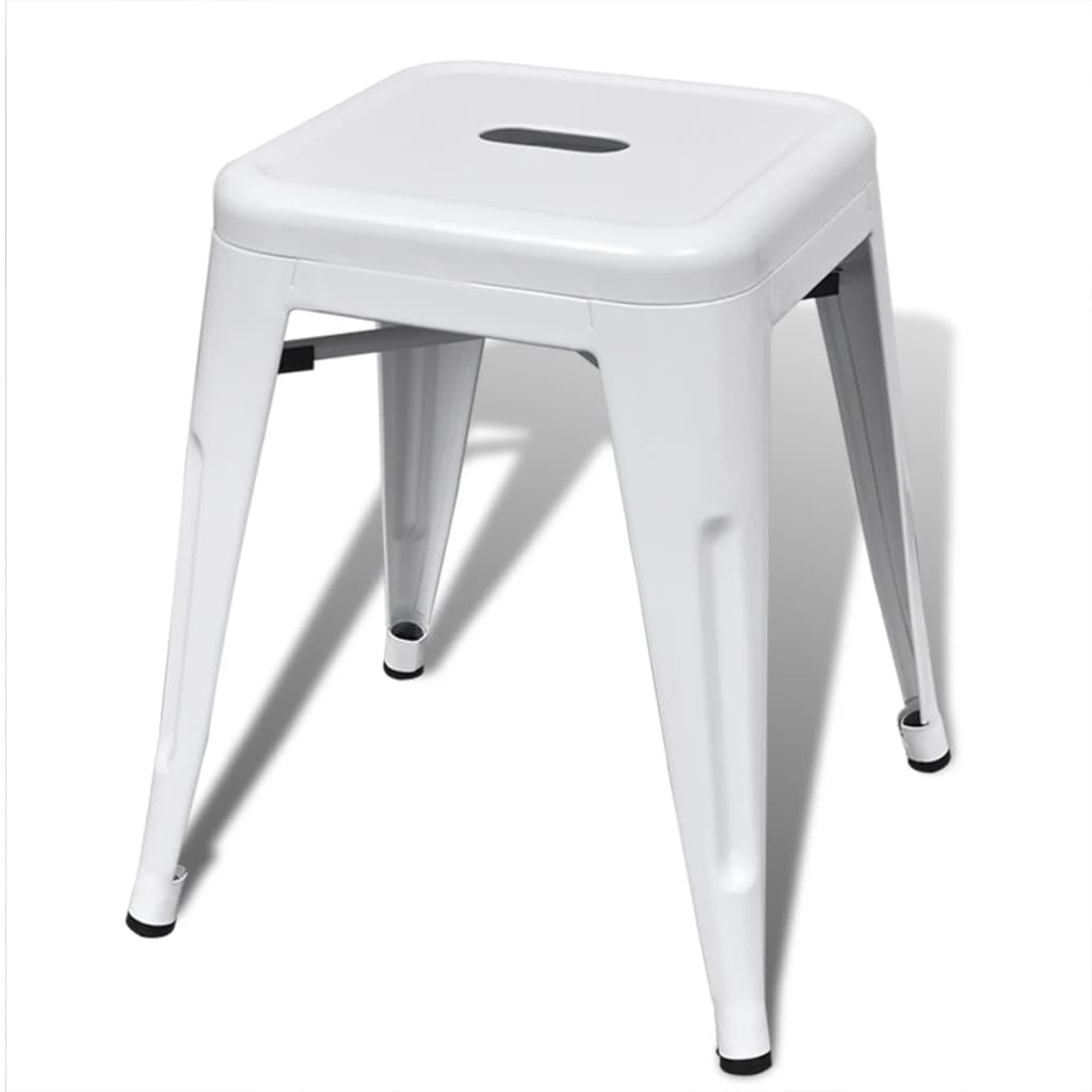 vidaXL Bar Stool Set of 2 Metal Stackable 18&quot; Kitchen Counter White/Black/Red/Gray-42