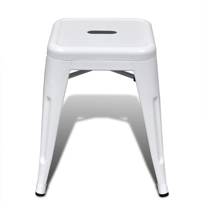 vidaXL Bar Stool Set of 2 Metal Stackable 18&quot; Kitchen Counter White/Black/Red/Gray-4